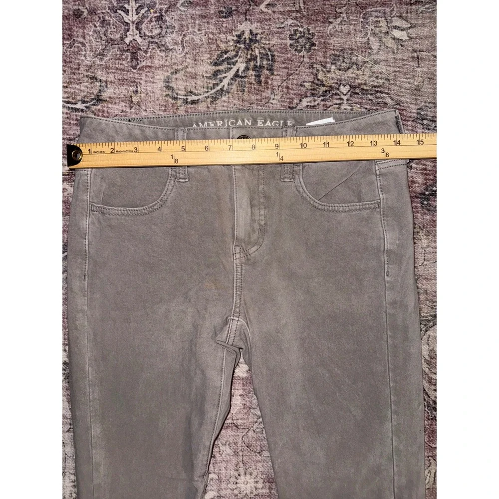 American Eagle 360 Super Stretch Jegging Gray Skinny Jeans Raw Hem Size 4 Reg